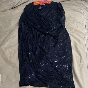 Sparkling Navy Sequin Gown